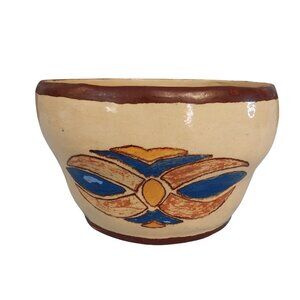 1930s Abstract Ware Mixing Bowl Handmade Hand Painted Signed FM March 1930